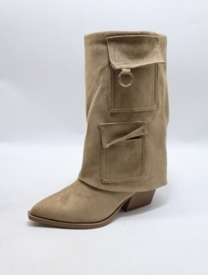 Kozaki damskie ocieplane na obcasie (36-41) FC77 KHAKI