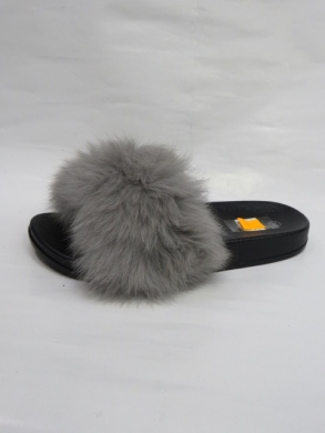 Klapki damskie z futerkiem (36-41) J302 GREY