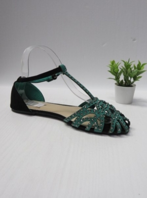 Sandały damskie na płaskim (36-41) 014-3 BLACK/GREEN