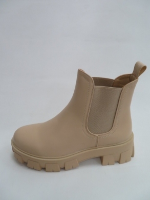 Botki damskie jesienne na płaskim (36-41) HBL-2 BEIGE PU