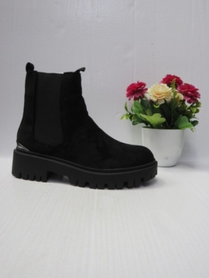 Botki damskie ocieplane na płaskim (36-41) H8-622 BLACK
