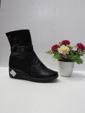 Botki damskie ocieplane na koturnie (37-42) B605 BLACK