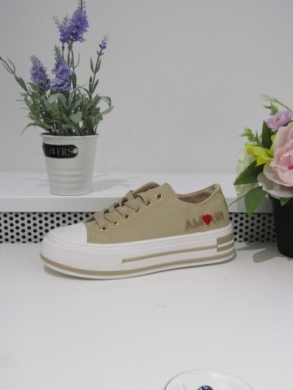 Trampki damskie na płaskim (36-41) 9110 KHAKI