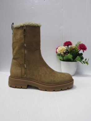 Botki damskie ocieplane na płaskim (36-41) 9163 CAMEL