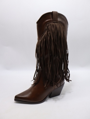 Kozaki damskie na obcasie (36-41) 9257 BROWN