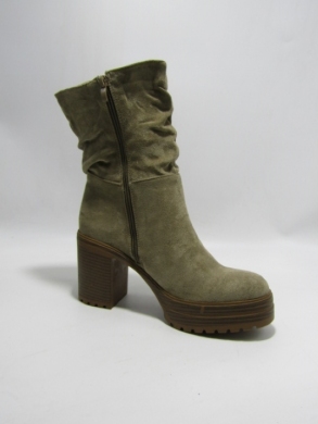 Botki damskie ocieplane na obcasie (36-41) 7617 KHAKI
