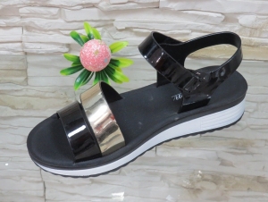 Sandały damskie na koturnie (36-41) 888-9 BLACK/BEIGE