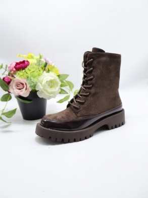 Botki damskie ocieplane na płaskim (36-41) 68203 BROWN