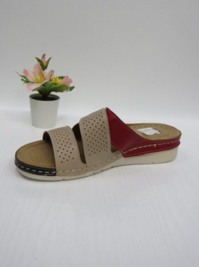 Klapki damskie na koturnie (36-41) KH1105 RED/APRICOT
