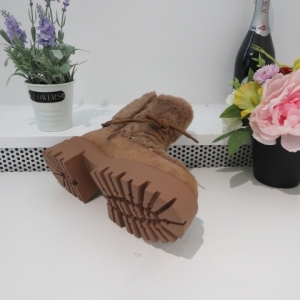 Botki damskie ocieplane na płaskim (36-41) 9523 CAMEL