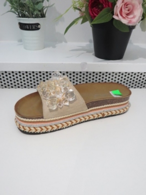 Klapki damskie na koturnie (36-41) 20-378 BEIGE