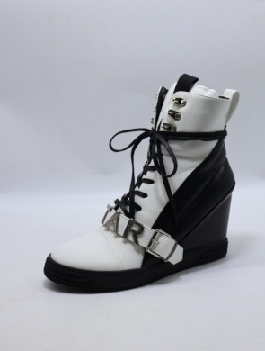 Botki damskie ocieplane na koturnie (36-41) 0-581 WH/BL
