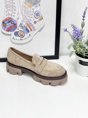 Mokasyny damskie na płaskim (36-41) 77-368 KHAKI