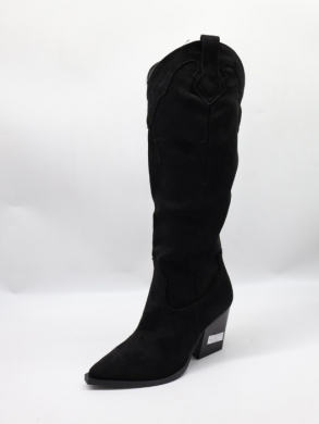 Kozaki damskie ocieplane na obcasie (36-41) 7600-1 BLACK