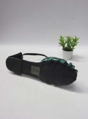 Sandały damskie na płaskim (36-41) 014-3 BLACK/GREEN