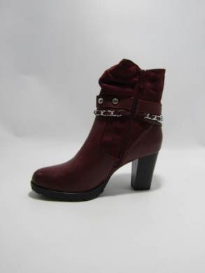 Botki damskie ocieplane na obcasie (36-41) F 6539 WINE