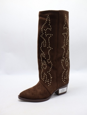 Kozaki damskie na obcasie (36-41) 4022 BROWN