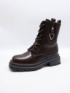 Botki damskie ocieplane na płaskim (36-41) BM173 BROWN