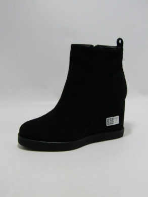 Botki damskie ocieplane na koturnie (36-41) 00-2 BLACK