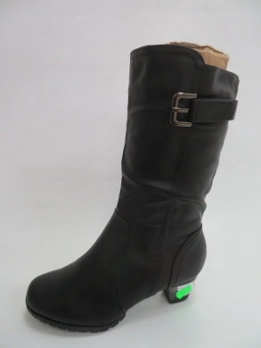 Kozaki damskie ocieplane na obcasie (39-41) 88177-121 BLACK