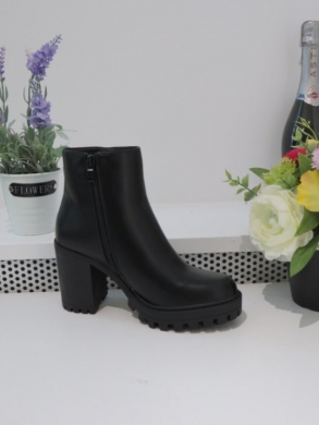 Botki damskie ocieplane na obcasie (36-41) 5787 BLACK PU