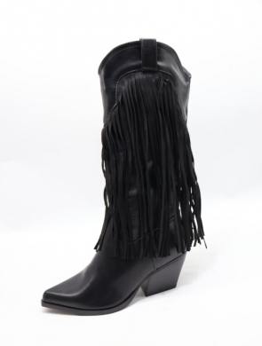 Kozaki damskie na obcasie (36-41) 9257 BLACK