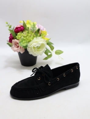 Mokasyny damskie na płaskim (36-41) 68-408 BLACK
