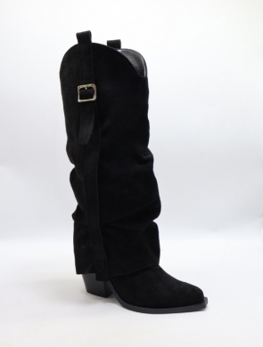 Kozaki damskie na obcasie (36-41) 7699A BLACK