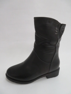 Kozaki damskie ocieplane na płaskim (36-41) 3203 BLACK