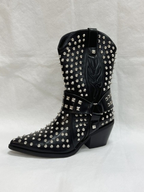 Kozaki damskie ocieplane na obcasie (36-41) 15813 BLACK