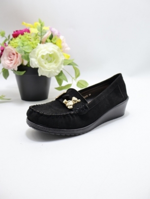 Mokasyny damskie na koturnie (36-41) Q-15 BLACK