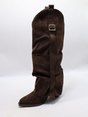Kozaki damskie na obcasie (36-41) 7699A BROWN
