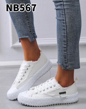 Trampki damskie na płaskim (36-41) NB567 WHITE