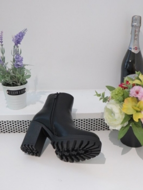 Botki damskie ocieplane na obcasie (36-41) 5787 BLACK PU