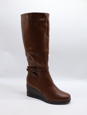 Kozaki damskie ocieplane na koturnie (36-41) WD-9068 BROWN