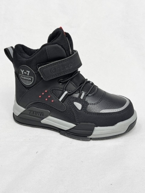 Buty sportowe chłopięce ocieplane (26-31) P815 BLACK/RED
