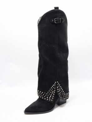 Kozaki damskie na obcasie (36-41) 9689A BLACK