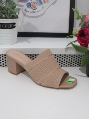 Klapki damskie na obcasie (36-41) 8705 KHAKI