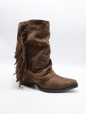 Kozaki damskie ocieplane na obcasie (36-41) K6588 BROWN