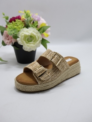Klapki damskie na płaskim (36-41) 77-630 KHAKI