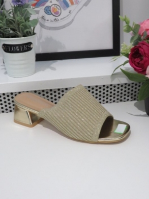 Klapki damskie na obcasie (36-41) 7663 GOLD