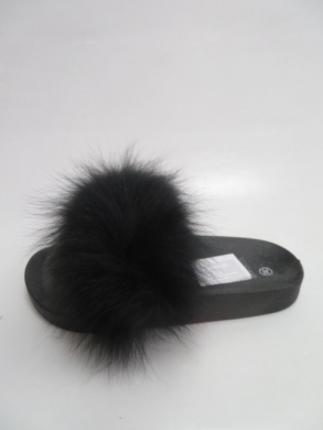 Klapki damskie z futerkiem (36-41) 3116 BLACK