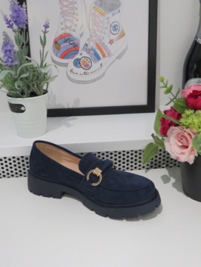 Mokasyny damskie na płaskim (36-41) 77-435 BLUE