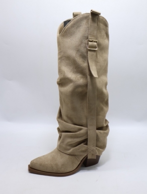 Kozaki damskie na obcasie (36-41) 7699A KHAKI