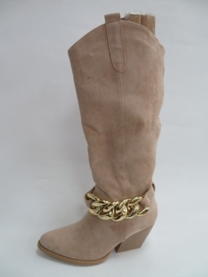 Kozaki damskie ocieplane na obcasie (36-41) RQ405 BEIGE