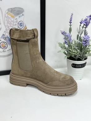 Botki damskie na płaskim (36-41) 5773 KHAKI