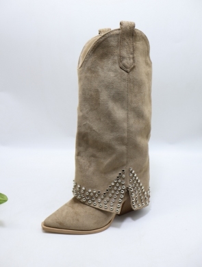 Kozaki damskie na obcasie (36-41) A9612 KHAKI