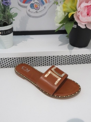Klapki damskie na płaskim (36-41) 5125 CAMEL