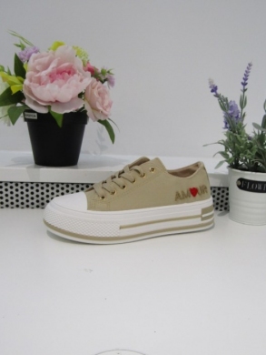 Trampki damskie na płaskim (36-41) 9110 KHAKI