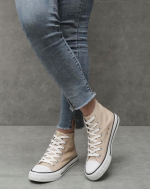 Trampki damskie na płaskim (36-41) BL308 BEIGE